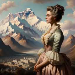 someone gazing at Mount Everest, painting, neoclassicism style generated by DALL·E 2